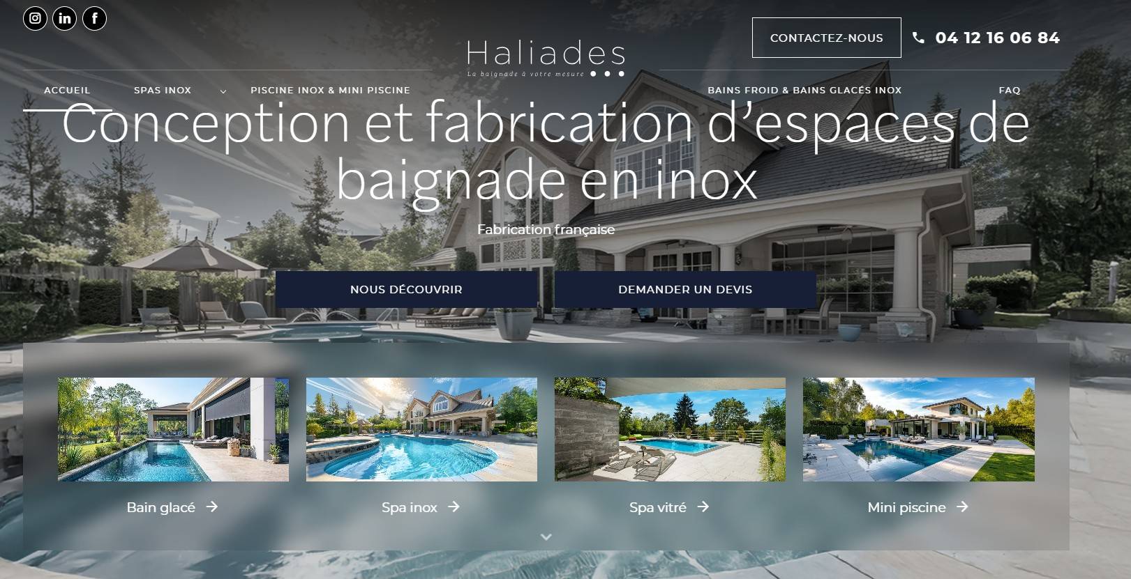 Conseils et conception sur mesure de piscines spas et bains froids en inox haut de gamme pour aménagement extérieur à Lyon, en France et à l’international - Haliades