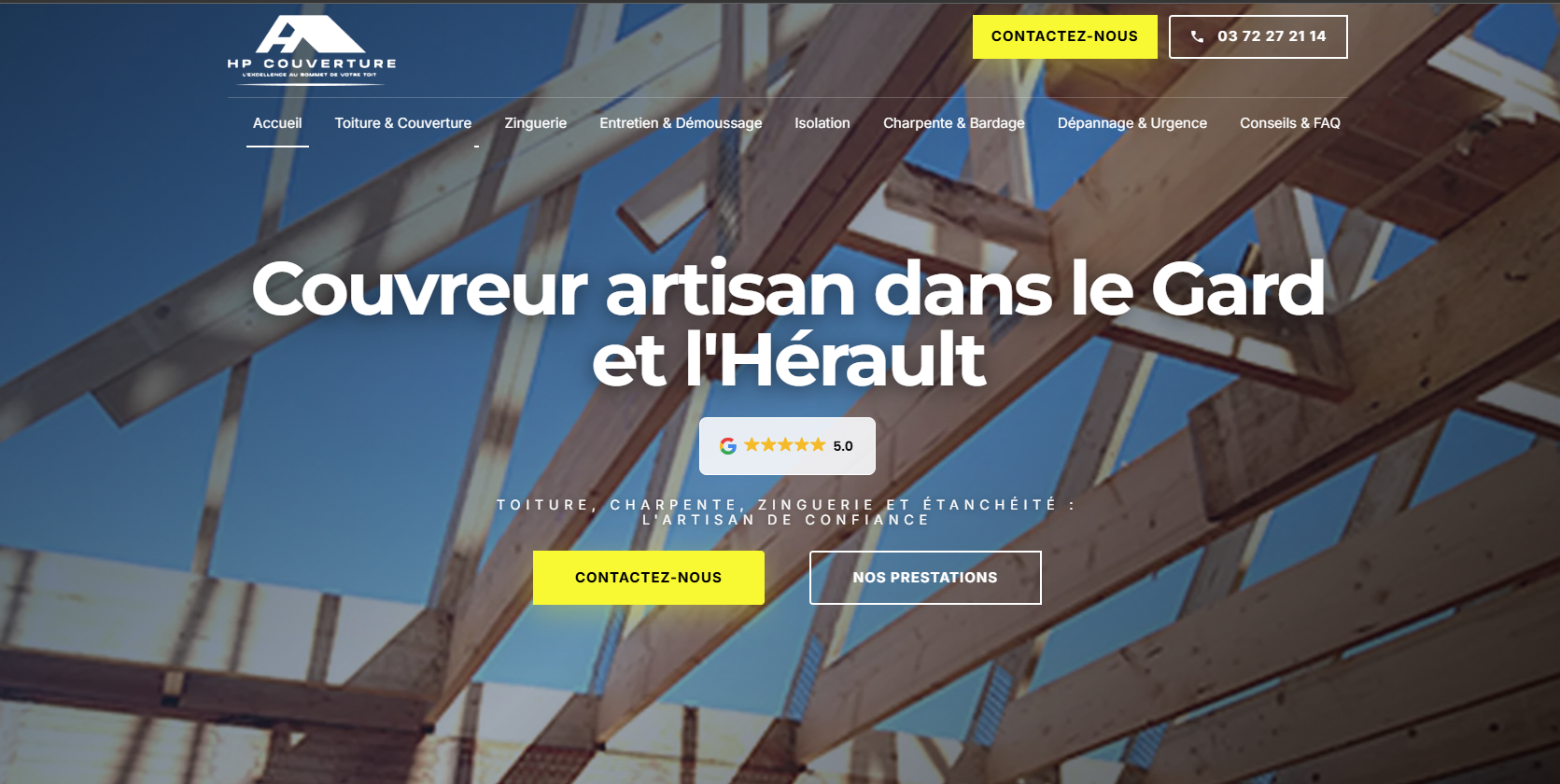 Création de site internet pour le dépannage et l'entretien de toiture à Joinville-le-Pont - HP Couverture