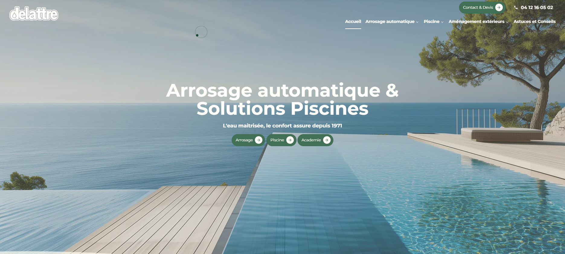 Création de site internet pour un expert en coaching arrosage et piscine à Mandelieu-la-Napoule - Arrosage Delattre