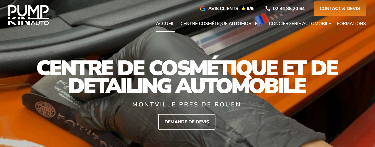 Centre de détailing automobile pour traitement céramique automobile de voiture prestige et moto à Rouen 76000 en Normandie - Pumpkin Auto