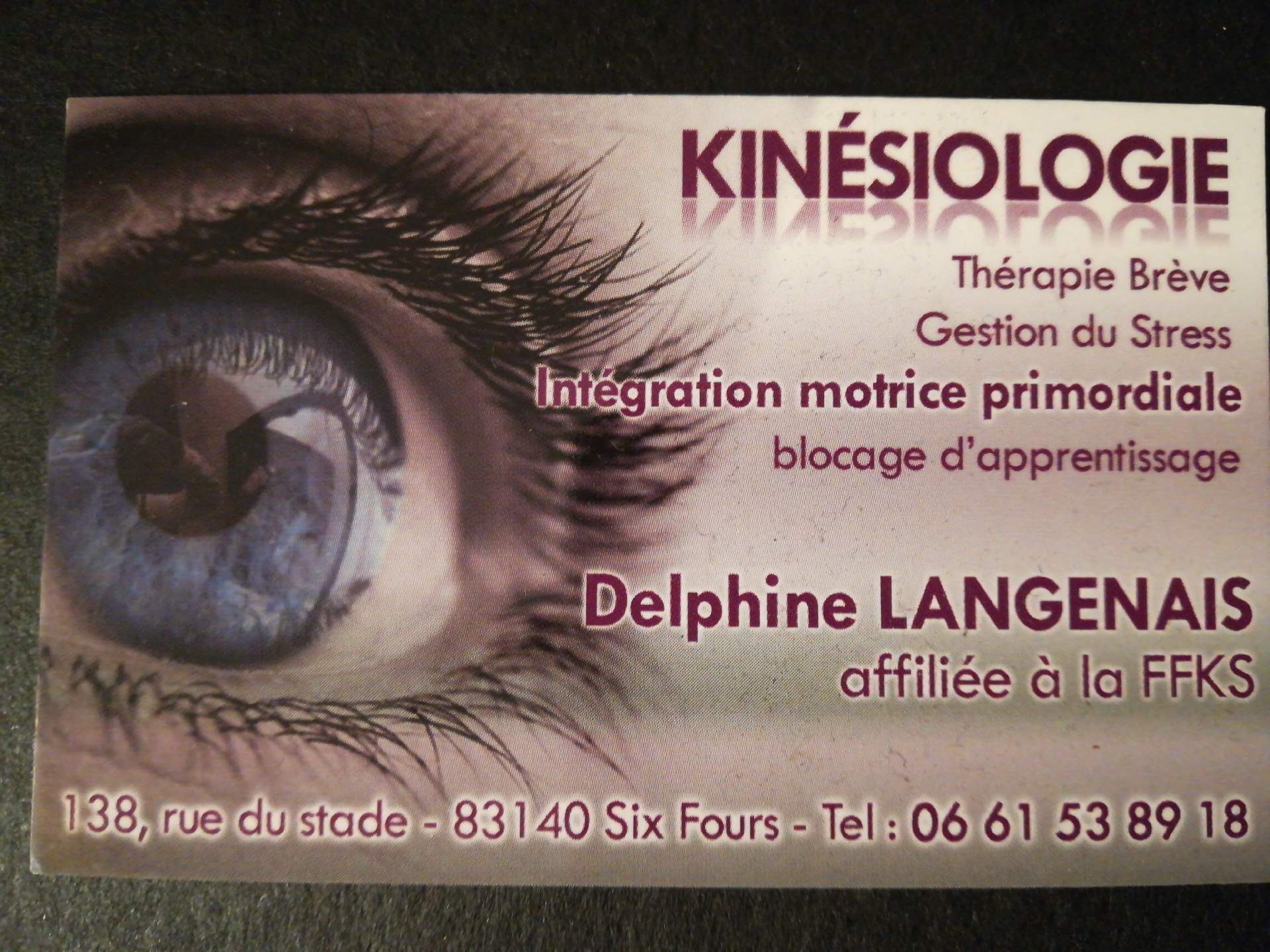 kinésiologie six-fours-les-plages Delphine LANGENAIS