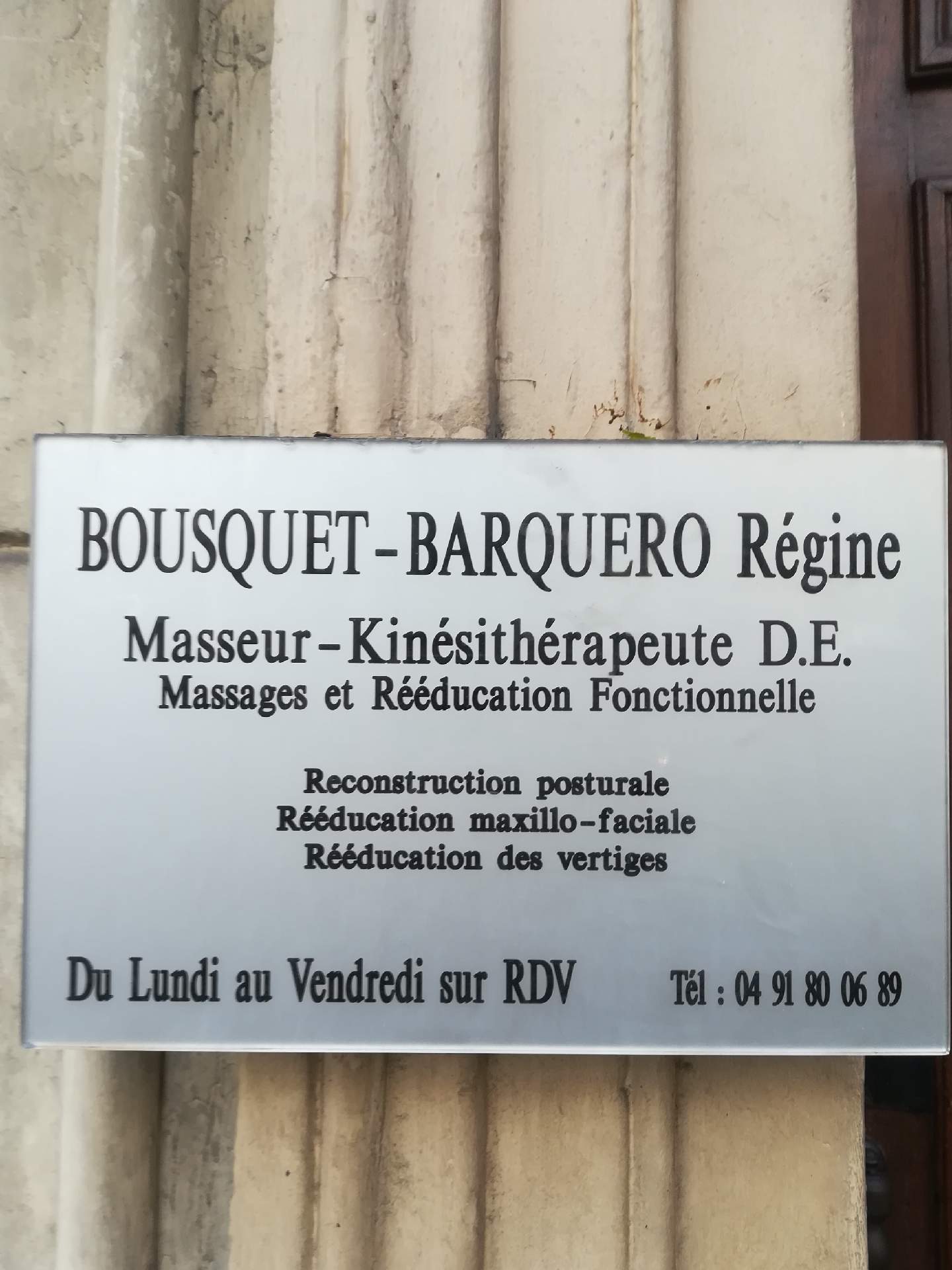 trouver un bon kinésithérapeute en centre-ville Marseille Régine Bousquet barquero