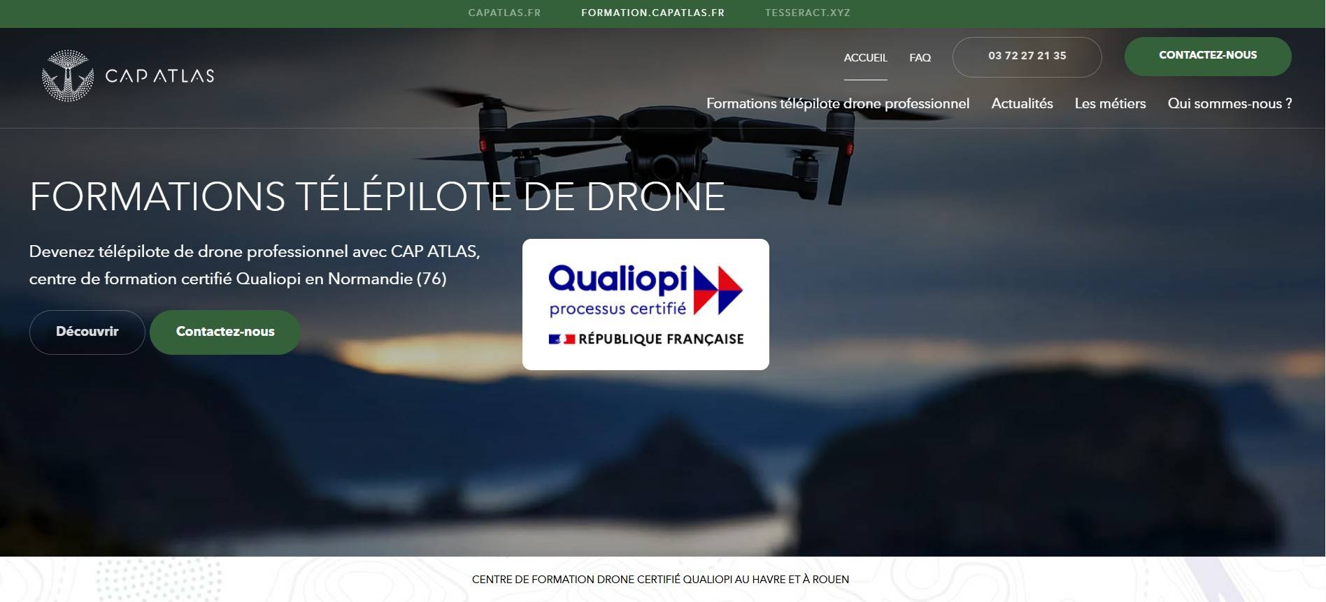 Centre de formation certifié Qualiopi spécialisé en formation pour télépilotes de drones professionnels niveau débutant ou confirmé avec financement OPCO ou France Travail proche Le Havre 76600 en Normandie - Cap Atlas
