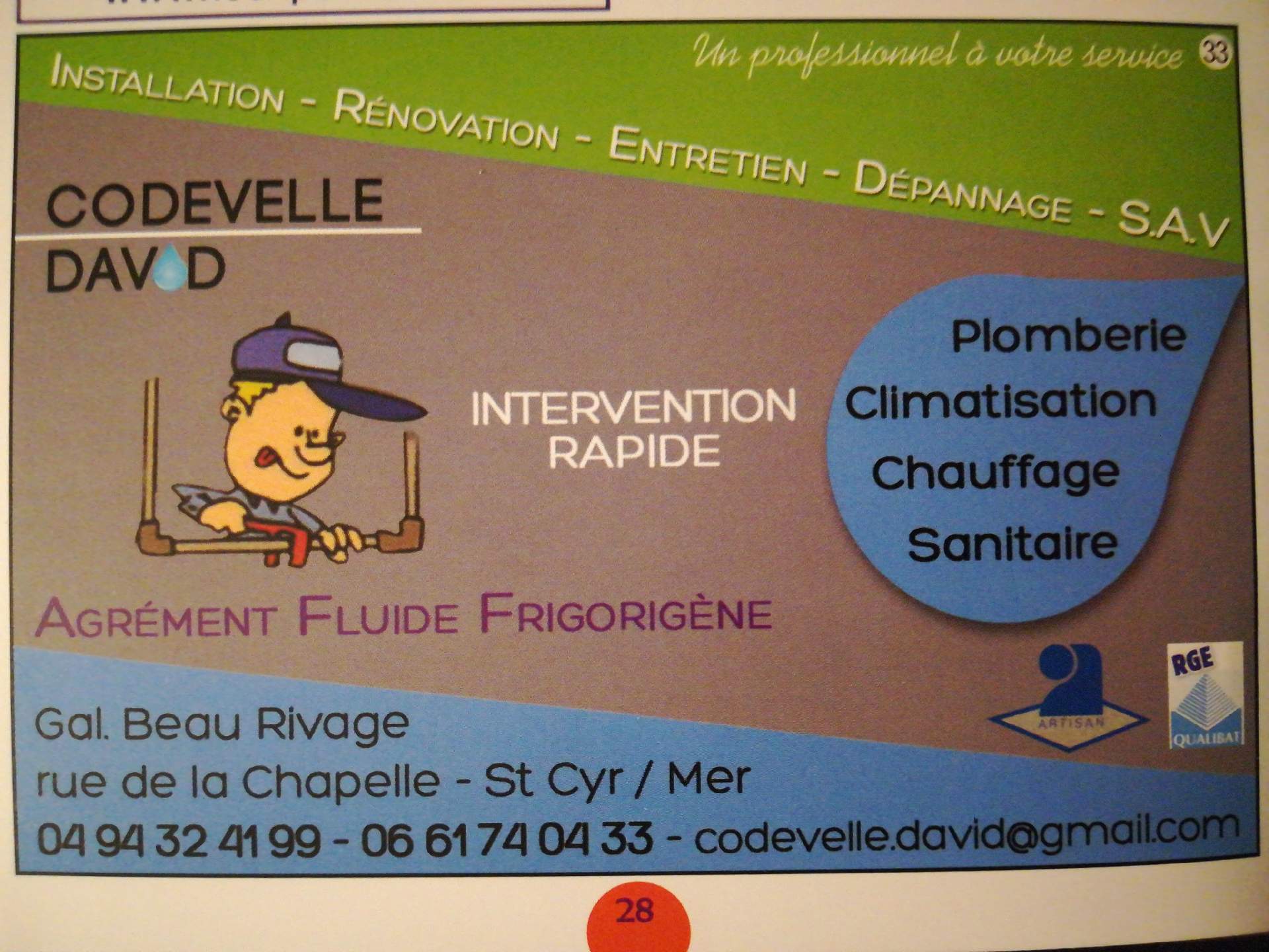 plomberie Saint-Cyr-sur-Mer codevelle plomberie David
