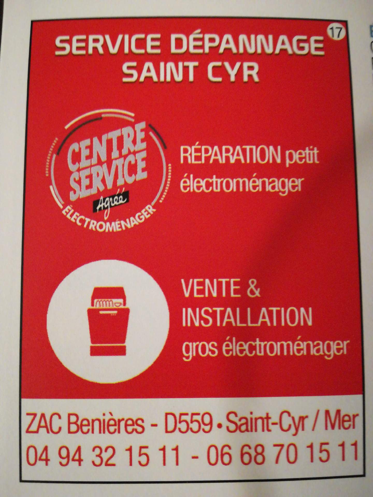 dépannage électroménager Saint-Cyr-sur-Mer Centre service électroménager