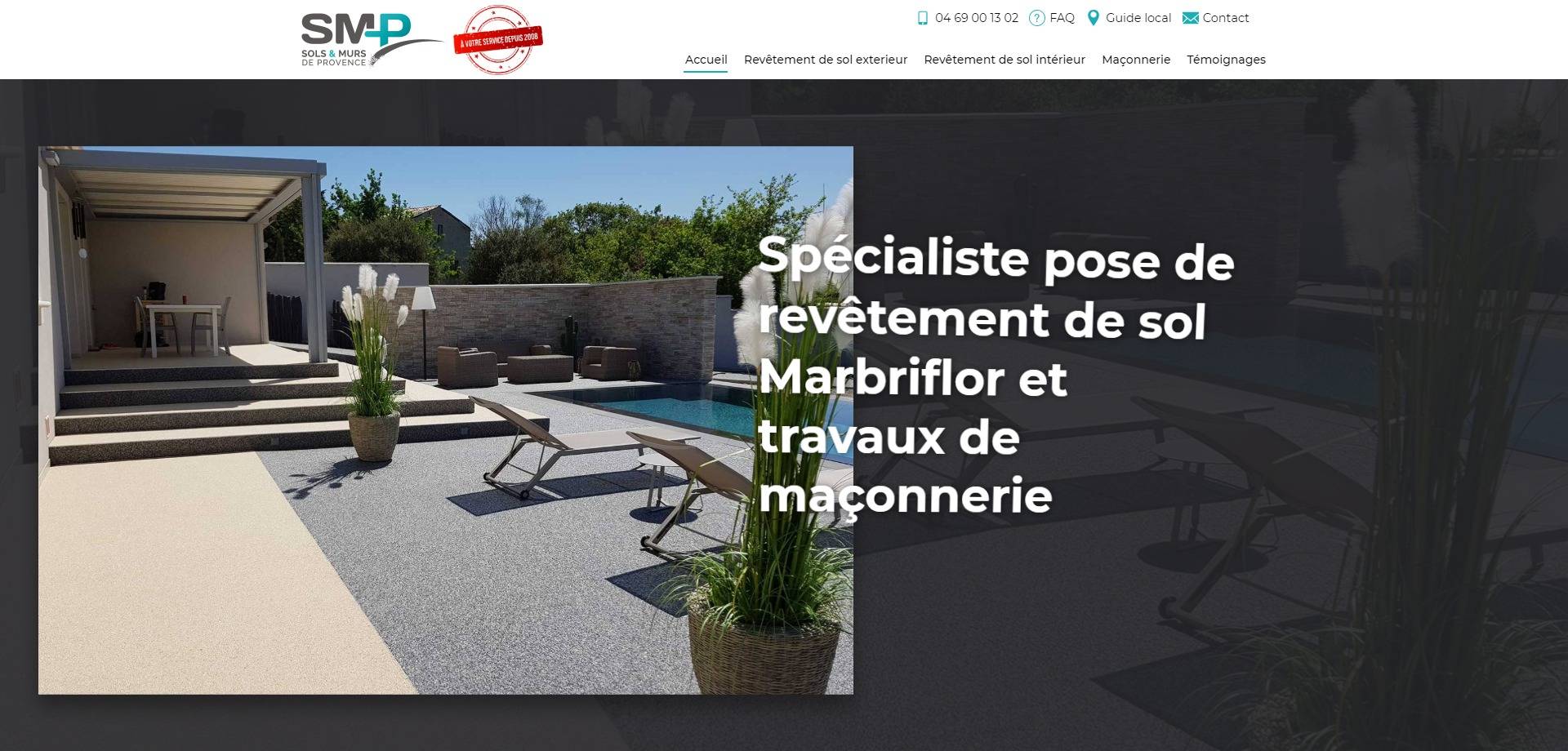 Revêtement de sol de terrasse en gravier de marbre à Avignon