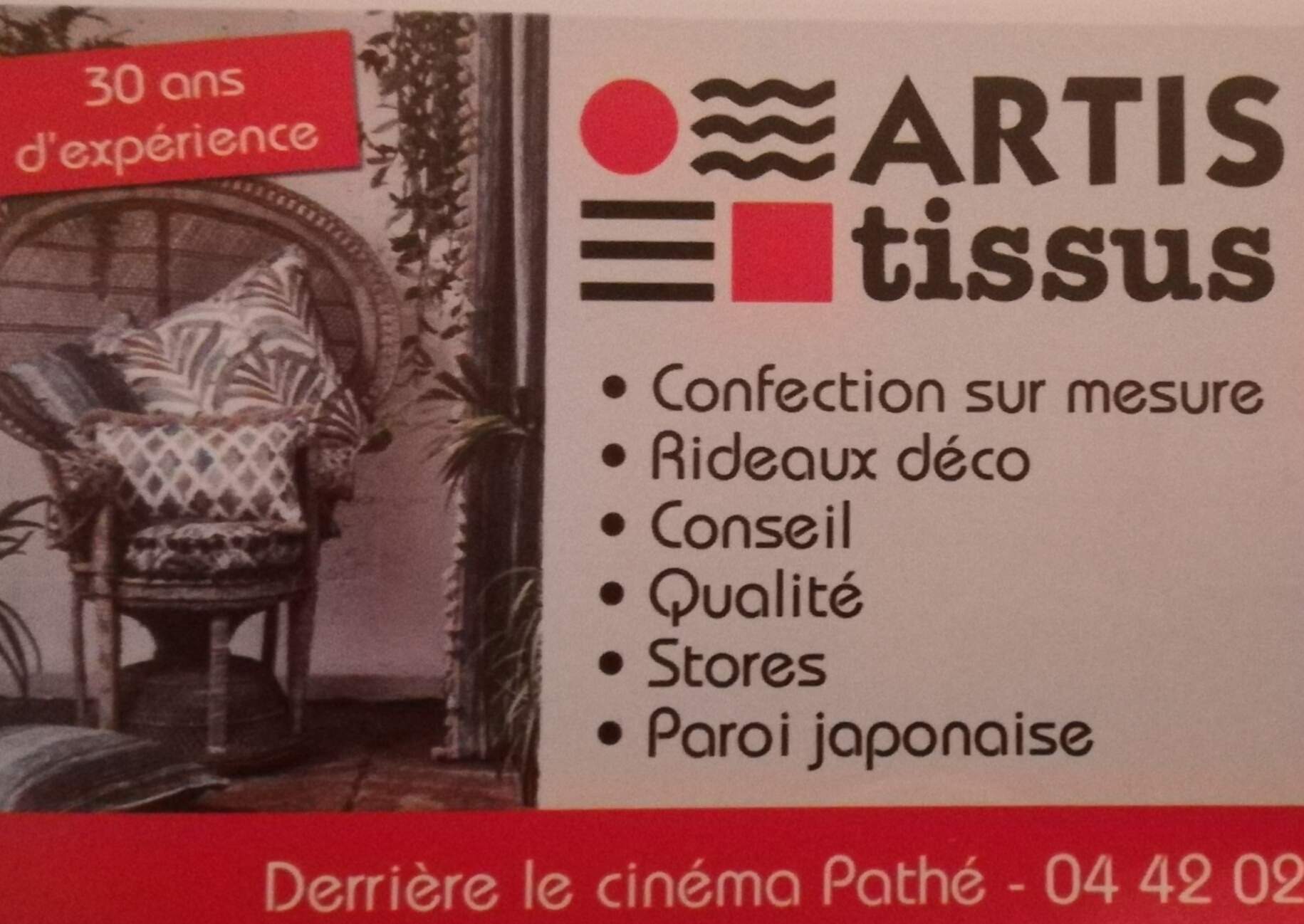 vente de tissus d'ameublement et d'aliments, voilages et rideaux, mercerie Les Pennes-Mirabeau Artis tissus