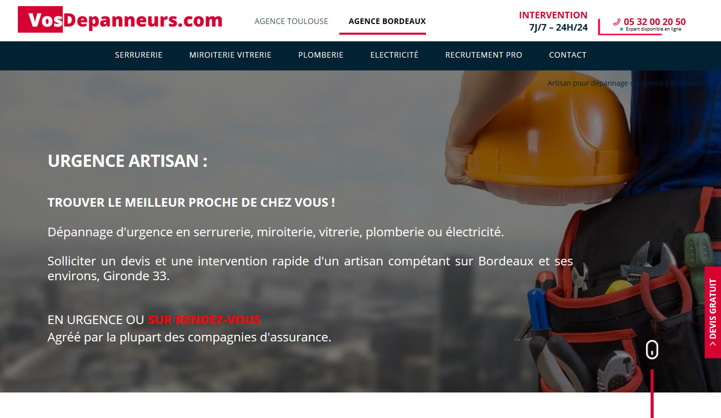 Trouver un artisan en urgence autour de Bordeaux grâce à VosDepanneurs.com